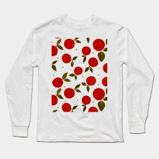 Tangerine pattern - red and olive Long Sleeve T-Shirt